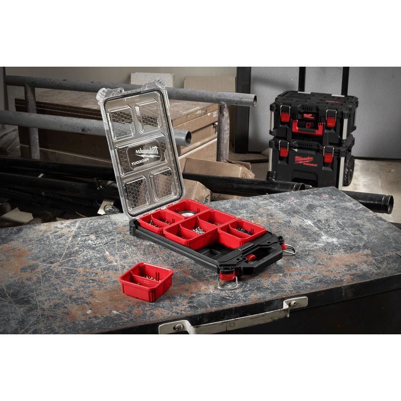BLACK Milwaukee PACKOUT 5-Compartment Low-Profile Compact Small Parts Organizer
